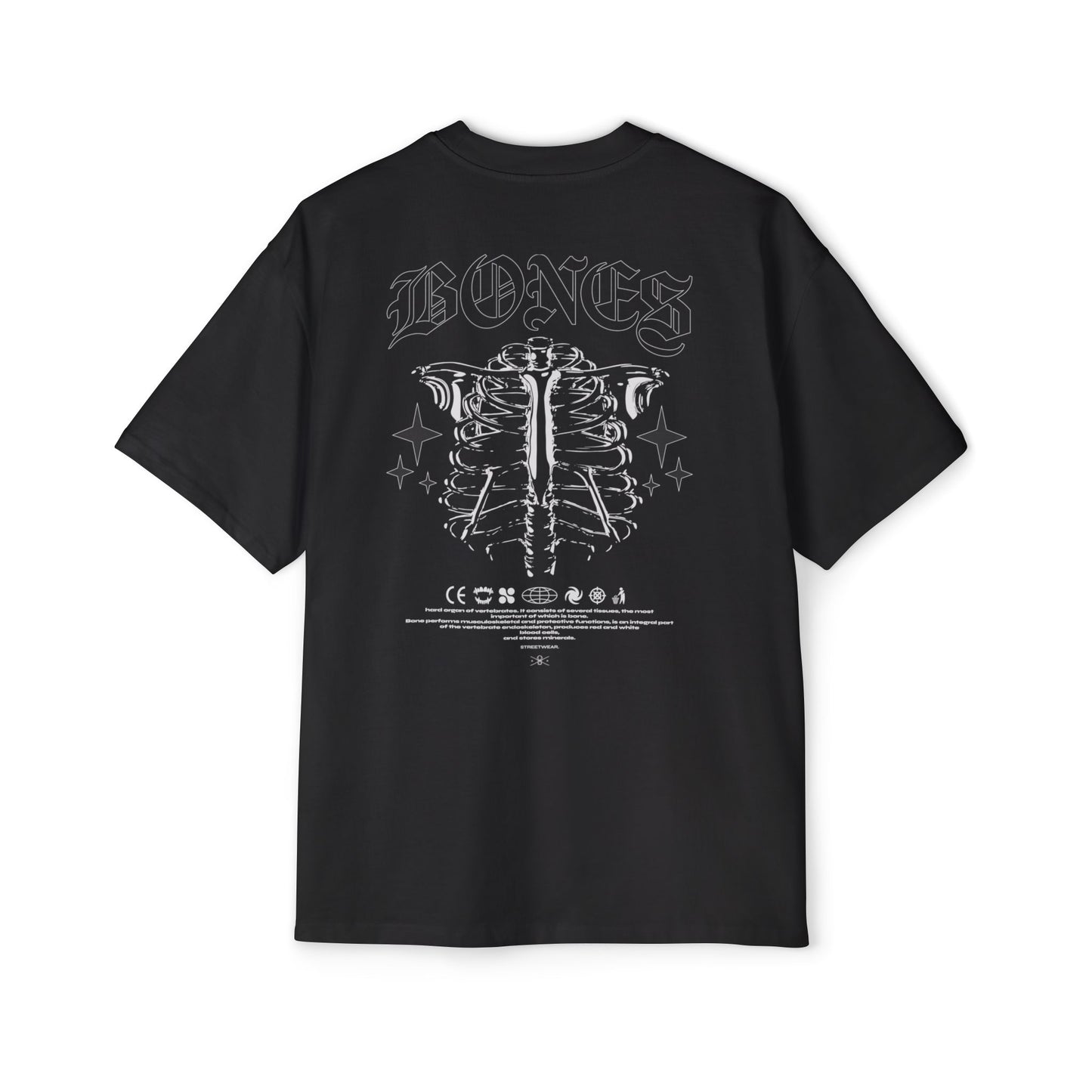 BONES' Ribcage Gothic Oversized Tee - Dark Anatomy