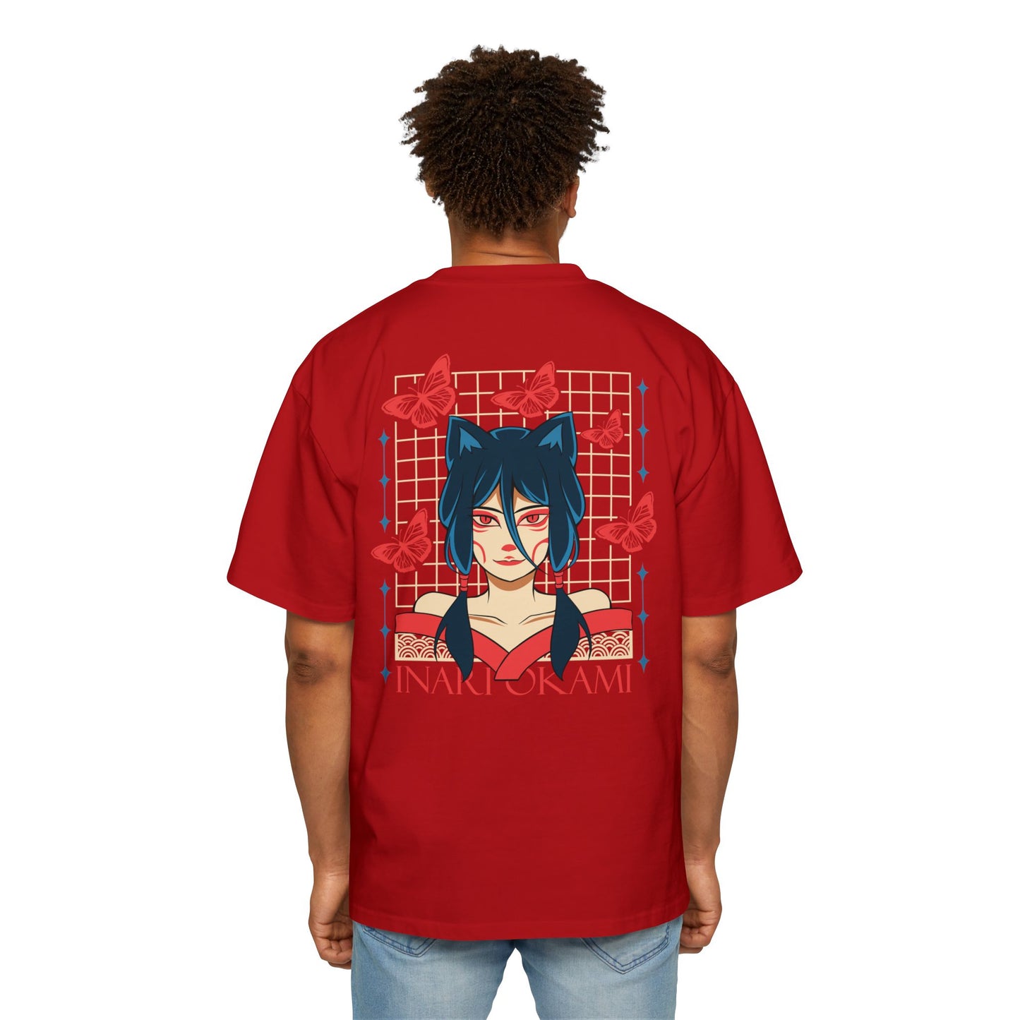 Inari Okami Kitsune Anime T-shirt - Crimson Glow