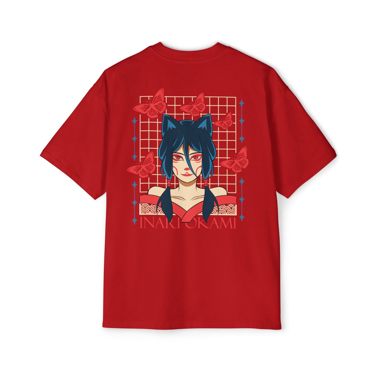 Inari Okami Kitsune Anime T-shirt - Crimson Glow