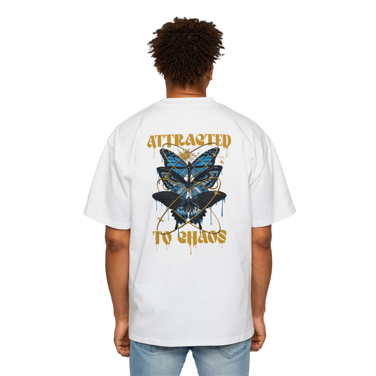Attracted to Chaos Butterfly Tee - Gold/White Drip