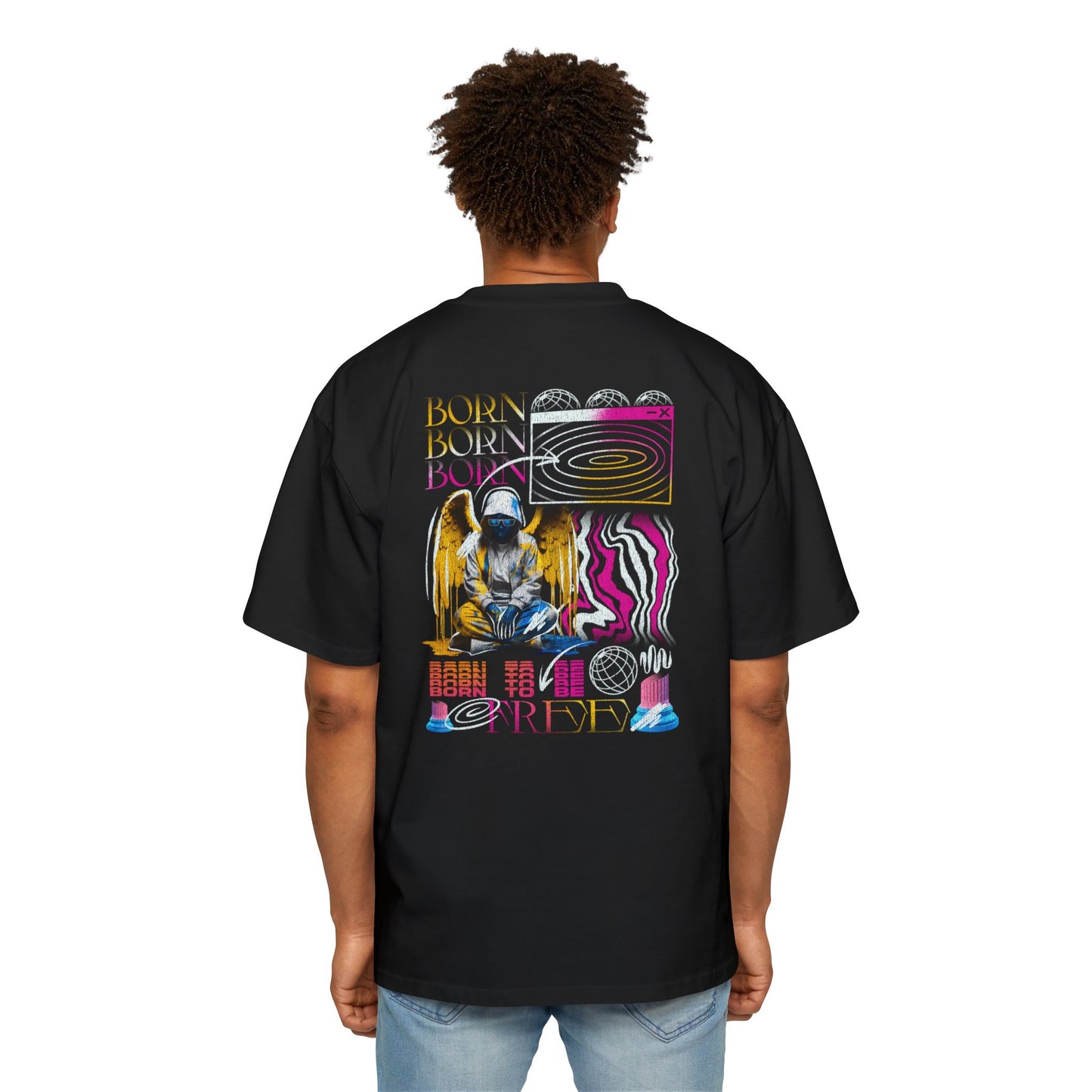 Born To Be Free Oversized Graphic T-Shirt | 240 GSM Cotton | Unisex Streetwear Tee