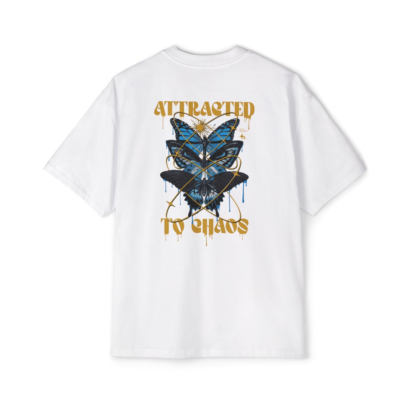 Attracted to Chaos Butterfly Tee - Gold/White Drip